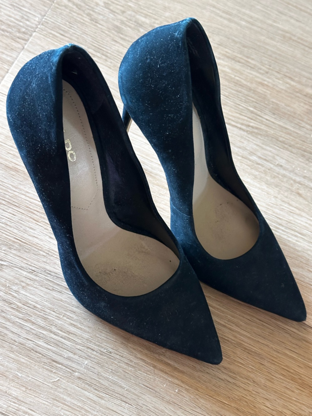 Aldo Black Suede Pointed Stiletto Pumps